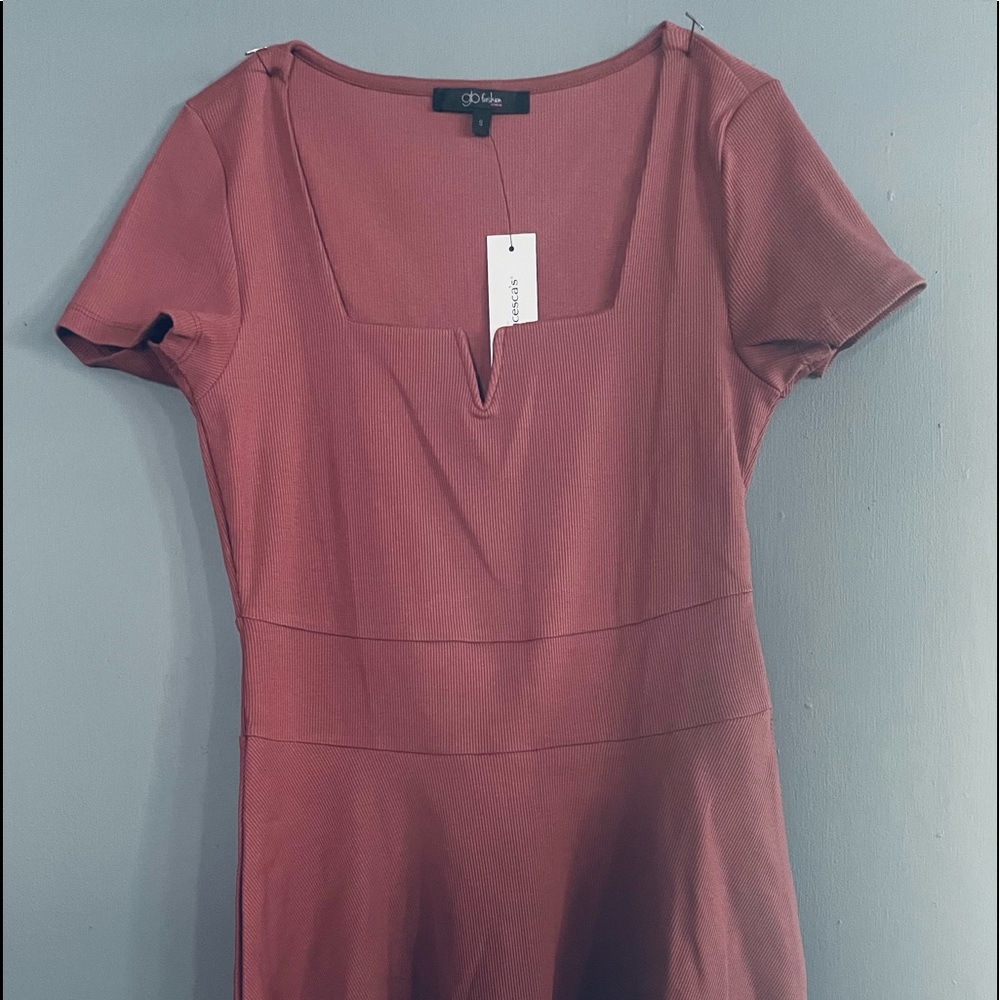 Mauve/pink fit and flare dress